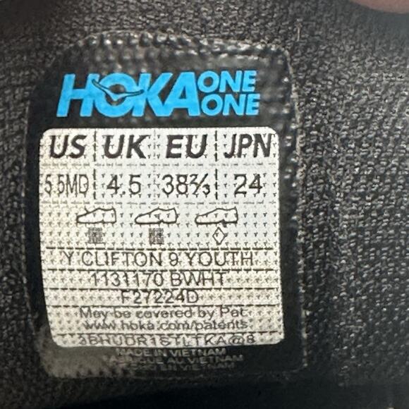 Womens 5.5 Hoka One One Clifton 9 Running Shoes Gray White Sneaker 1131170-BWHT - Picture 10 of 10